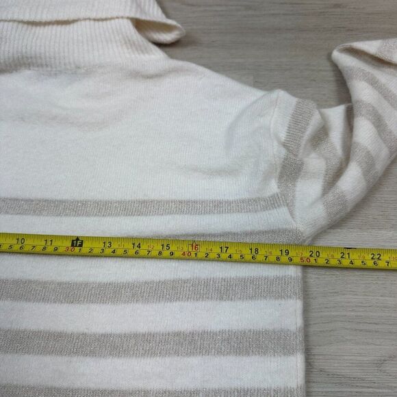 Ann Taylor Loft Oversized Cowl Neck Sweater Womens Small White Silver Stripe - Picture 6 of 7